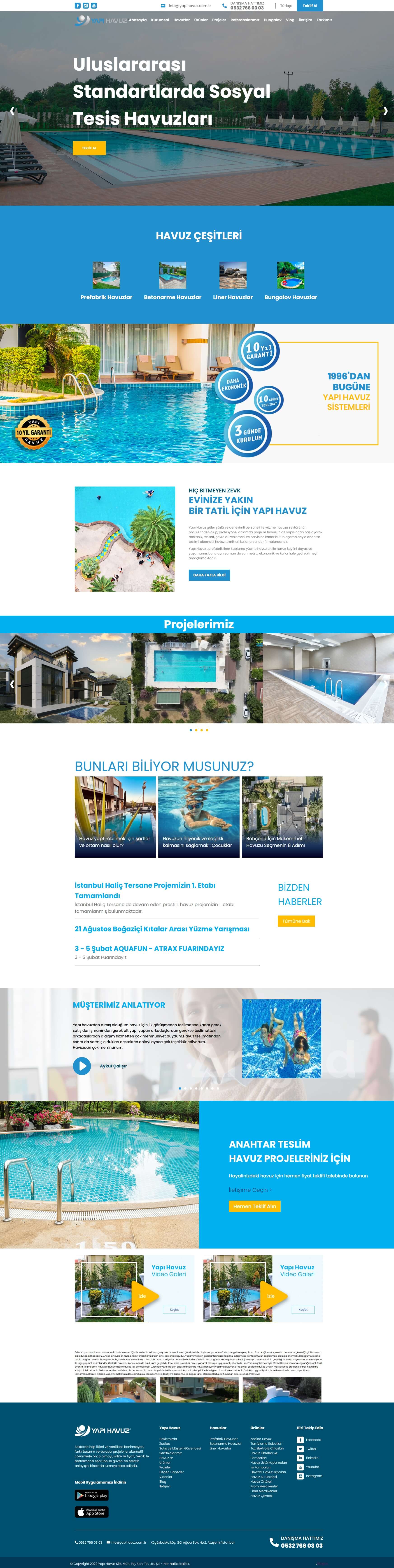 Yapı Havuz Sistemleri'nin web sitesi, modern havuz tasarımları ve yenilikçi su arıtma çözümleriyle sektörde fark oluşturan hizmetler sunuyor.